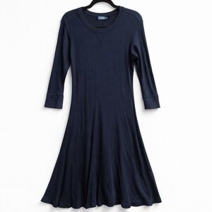 Polo Ralph Lauren Waffle Knit Maxi Dress Navy Blue Size L